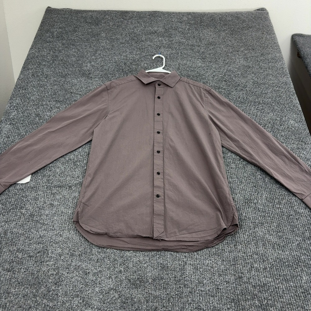 Quince Button Down Shirt Mens L Brown Organic Cotton Stretch Casual Minimalist
